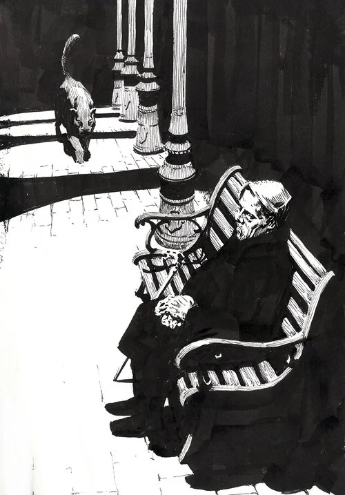 Black Cat $315 Ink drawing on 17x28cm paper