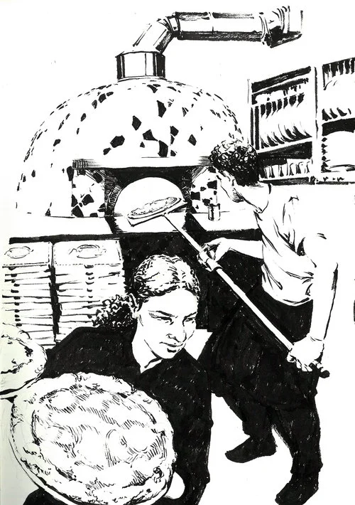 Pizzeria $315 Ink drawing on 17x28cm paper