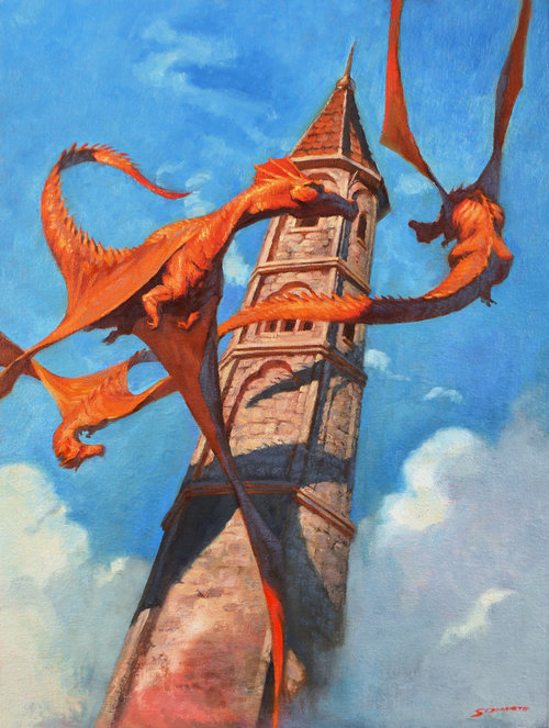 Three Dragons Oil on 30x40 cm canvas attached to wood panel $1600