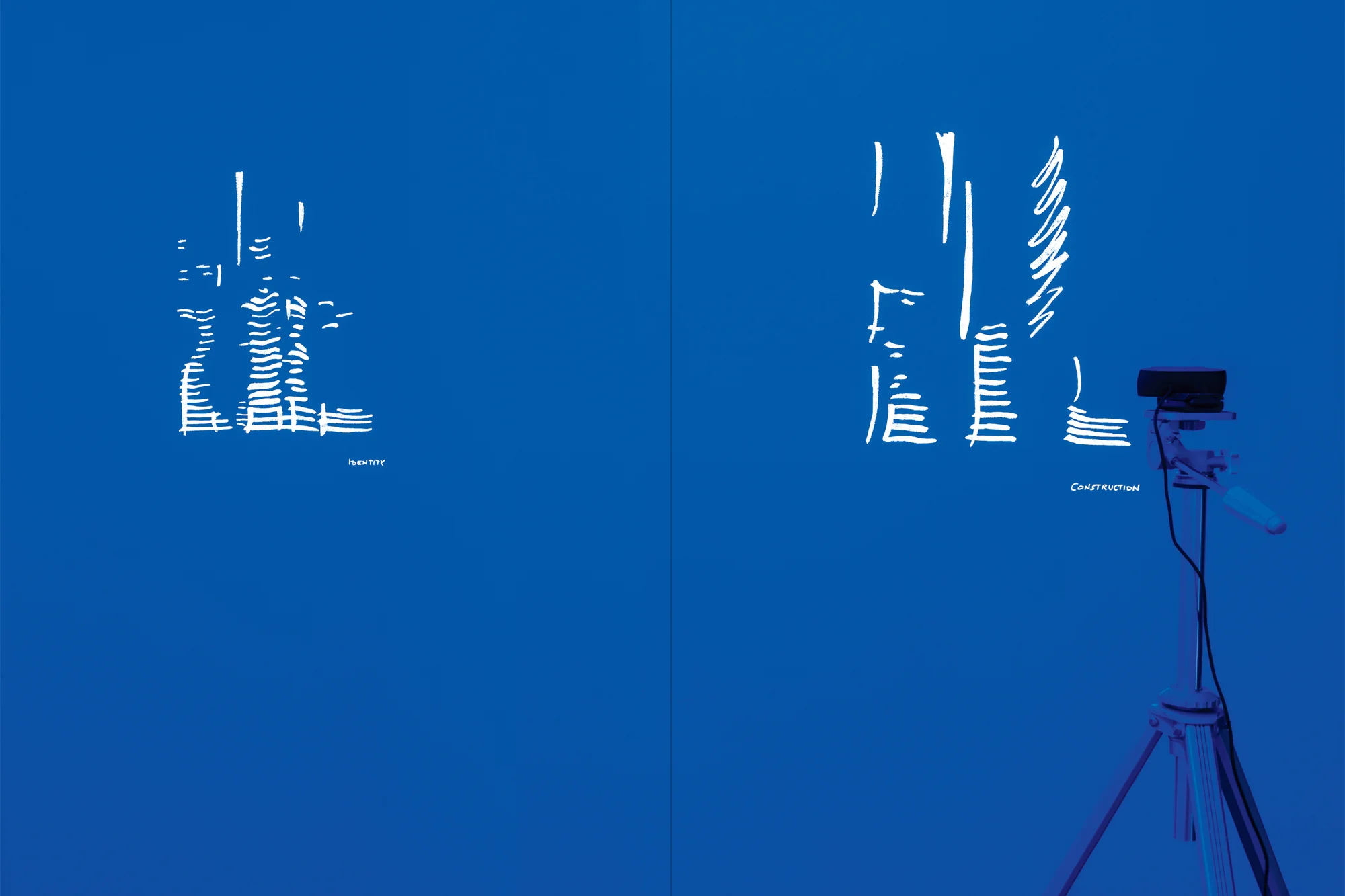  Photo of inner book page: Ulla Rauter,  Sound Calligraphy , 2016. Installation view:  Emotion + the Tech(no)body , Austrian Cultural Forum London, 2017. Photo by Damian Griffiths. 