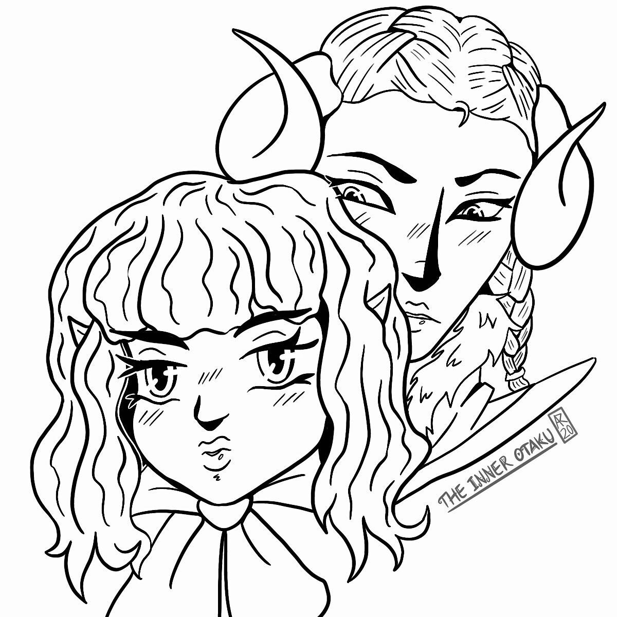 Inked version of the sketch I did the other day. I think it&rsquo;s coming along nicely. 
.
.
.
#animestyle #fantasyart #animestyledrawing #mangastyle #mangaart #animedrawing #commissionart #fantasyillustration #coupleart #animecouple