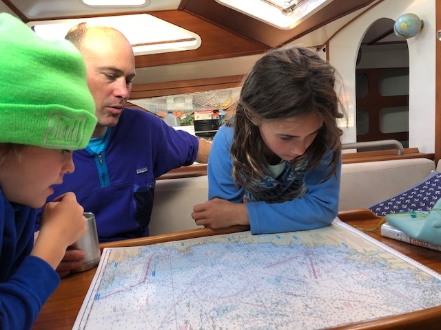 Checking out the chart before we depart. Isle of Shoals to Harpswell, Maine - 50 nautical miles