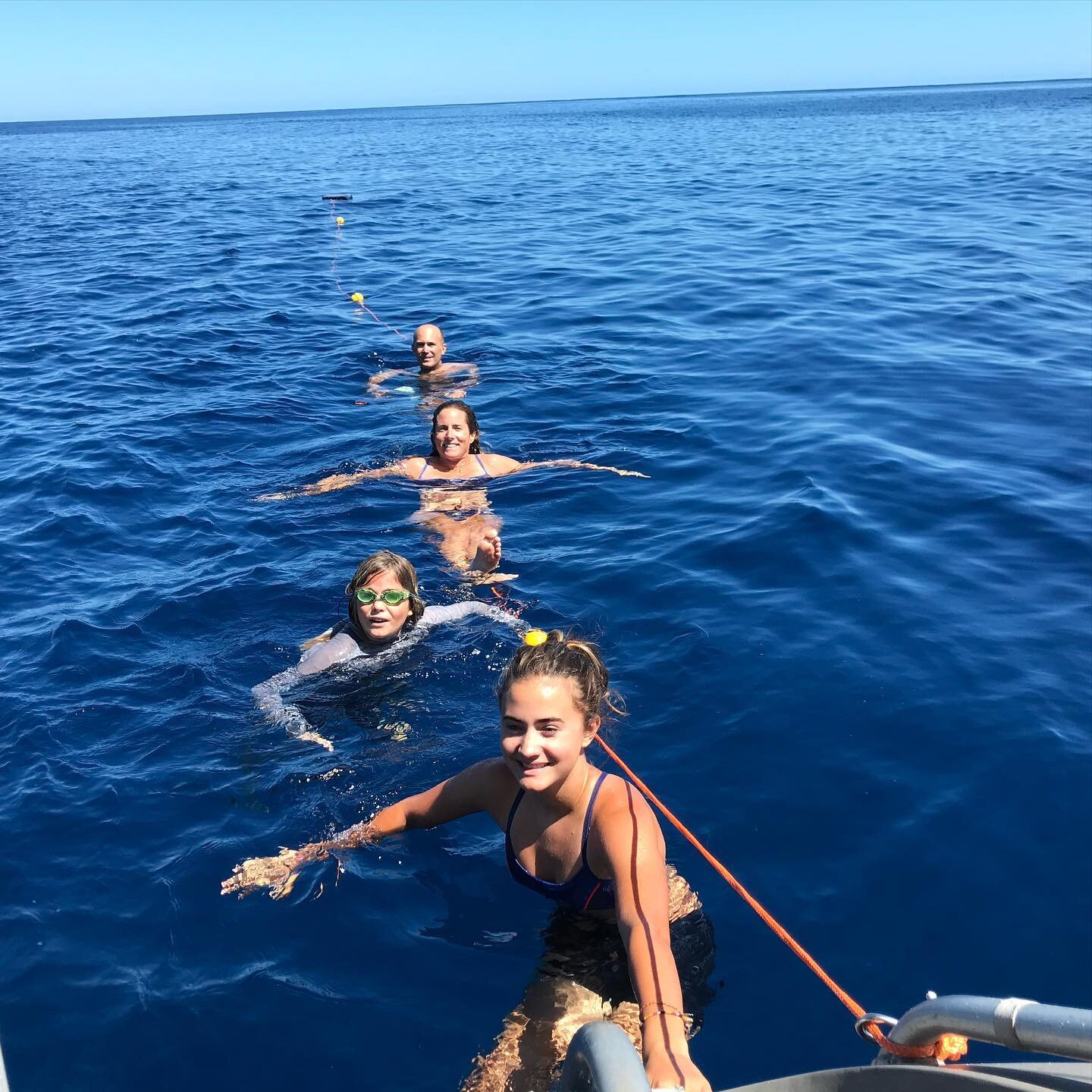 We swam in the middle of the Atlantic Ocean! Nothing but 18,000 feet of water below us. It&rsquo;s an exhilarating experience for sure! #swim #openocean #atlantic #blue #sailing #bermuda2azores #kids4sail #kids4sailteen