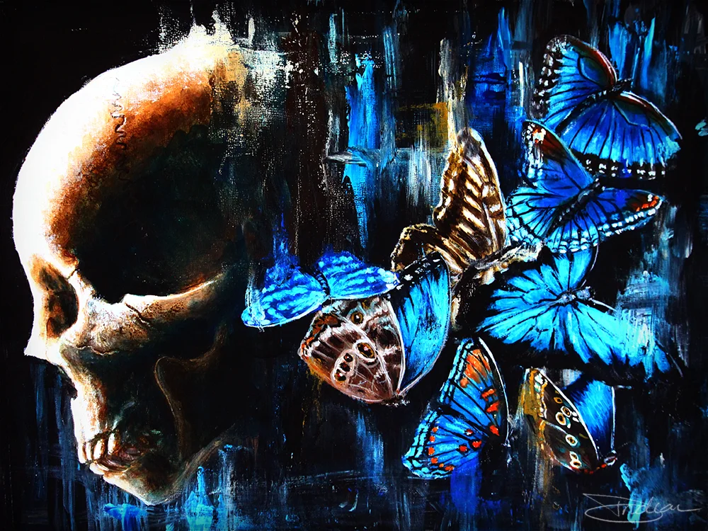 "Electric Skies" 9"x12", acrylics on wood. A gift for someone who has had a large impact on my life over the past few years.