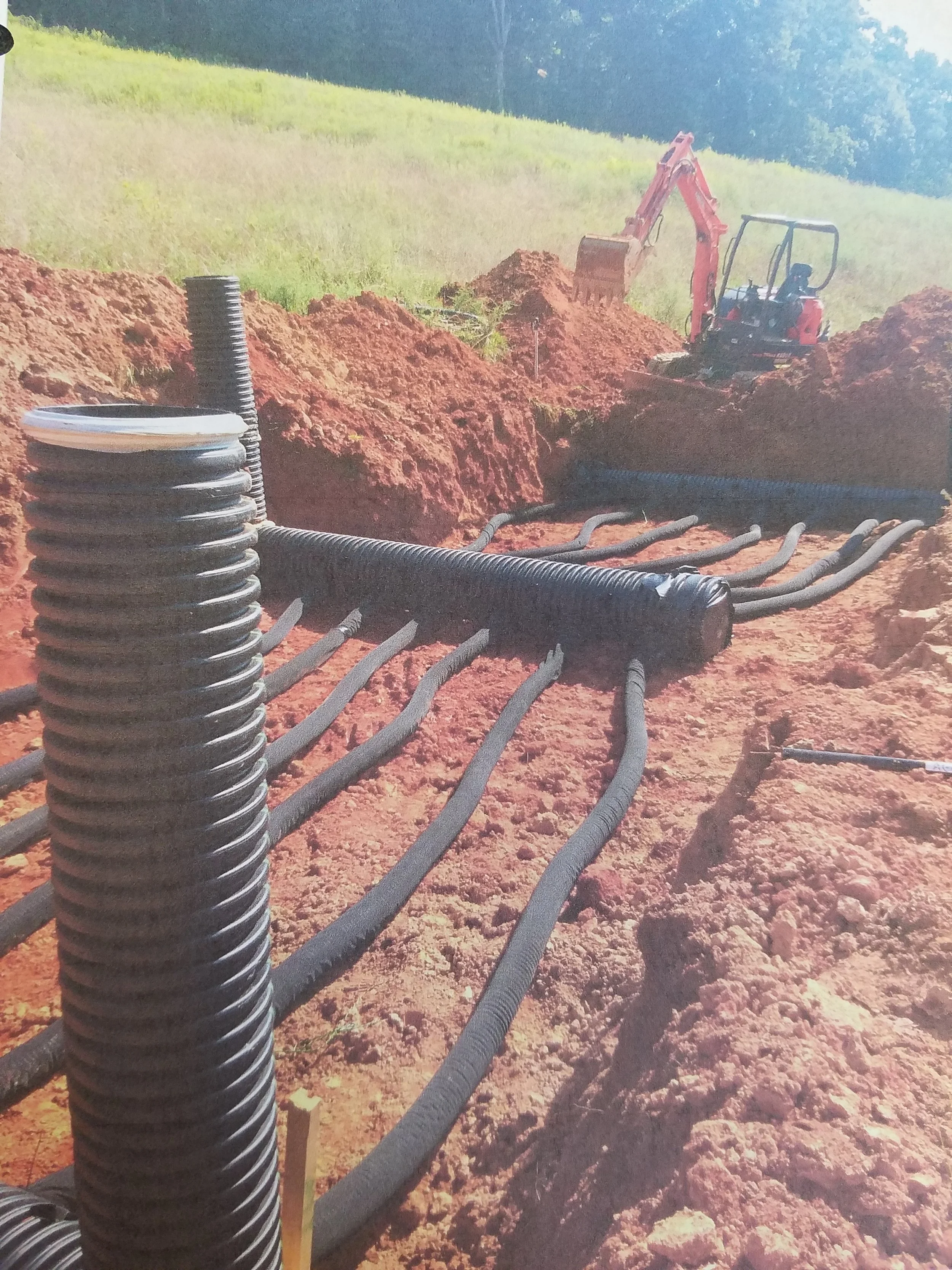 Geothermal heating system being installed. 