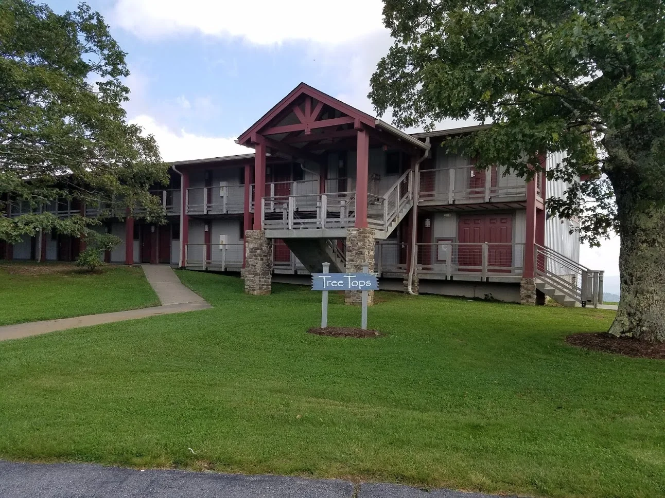 The solar energy system at Pisgah Inn is located on the roof of the Tree Tops building.