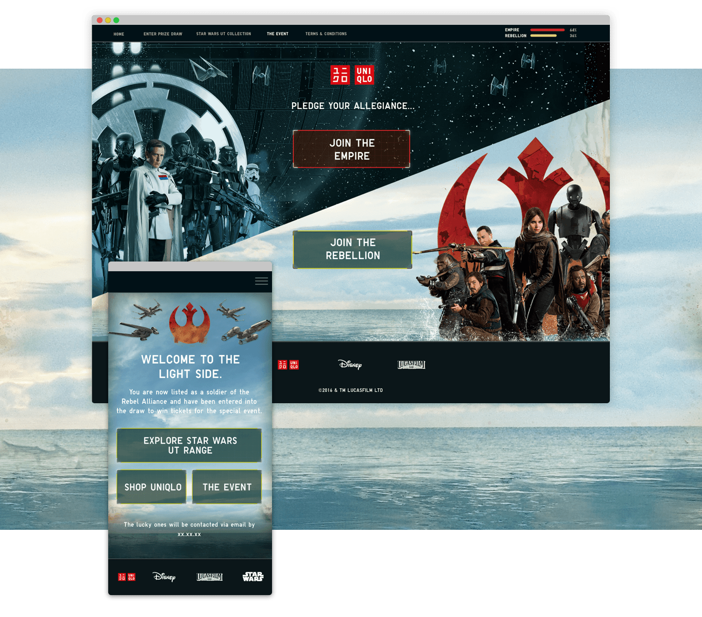  My mission was to create a campaign that facilitated prize draw entries for customers that had purchased from the Star Wars™ collection both online and in stores. This involved generating promotional collateral for digital and offline channels.  I w