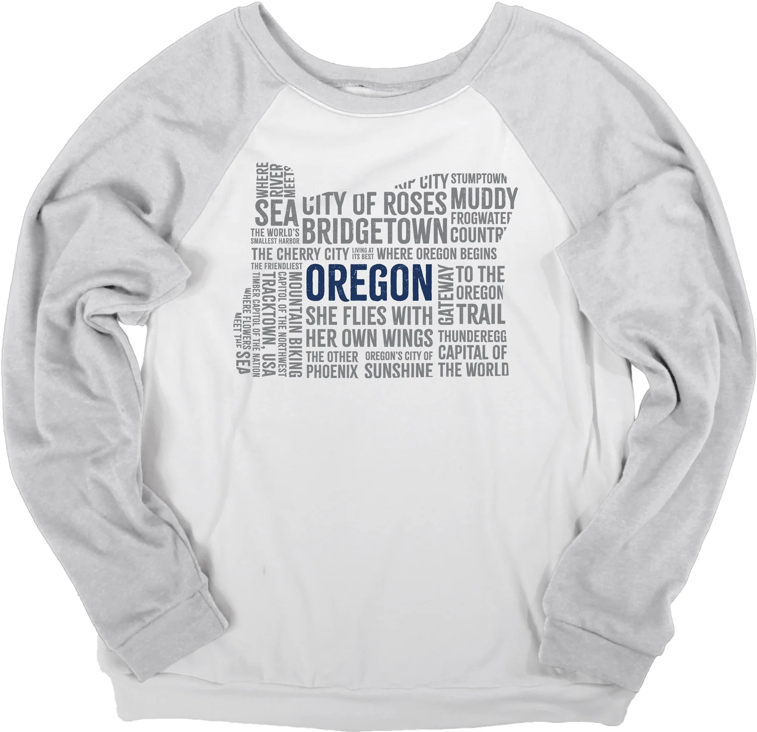 The Slogan Sweatshirt: White and Grey, Long-Sleeve Crewneck Sweatshirt