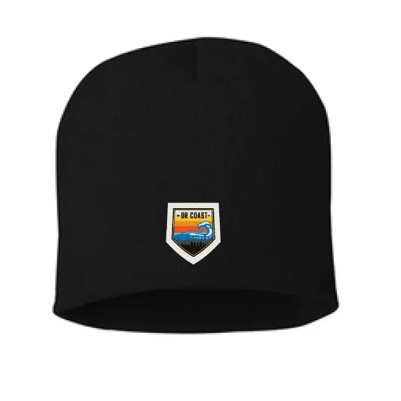 Oregon Beach Badge Beanie: Black, Uncuffed