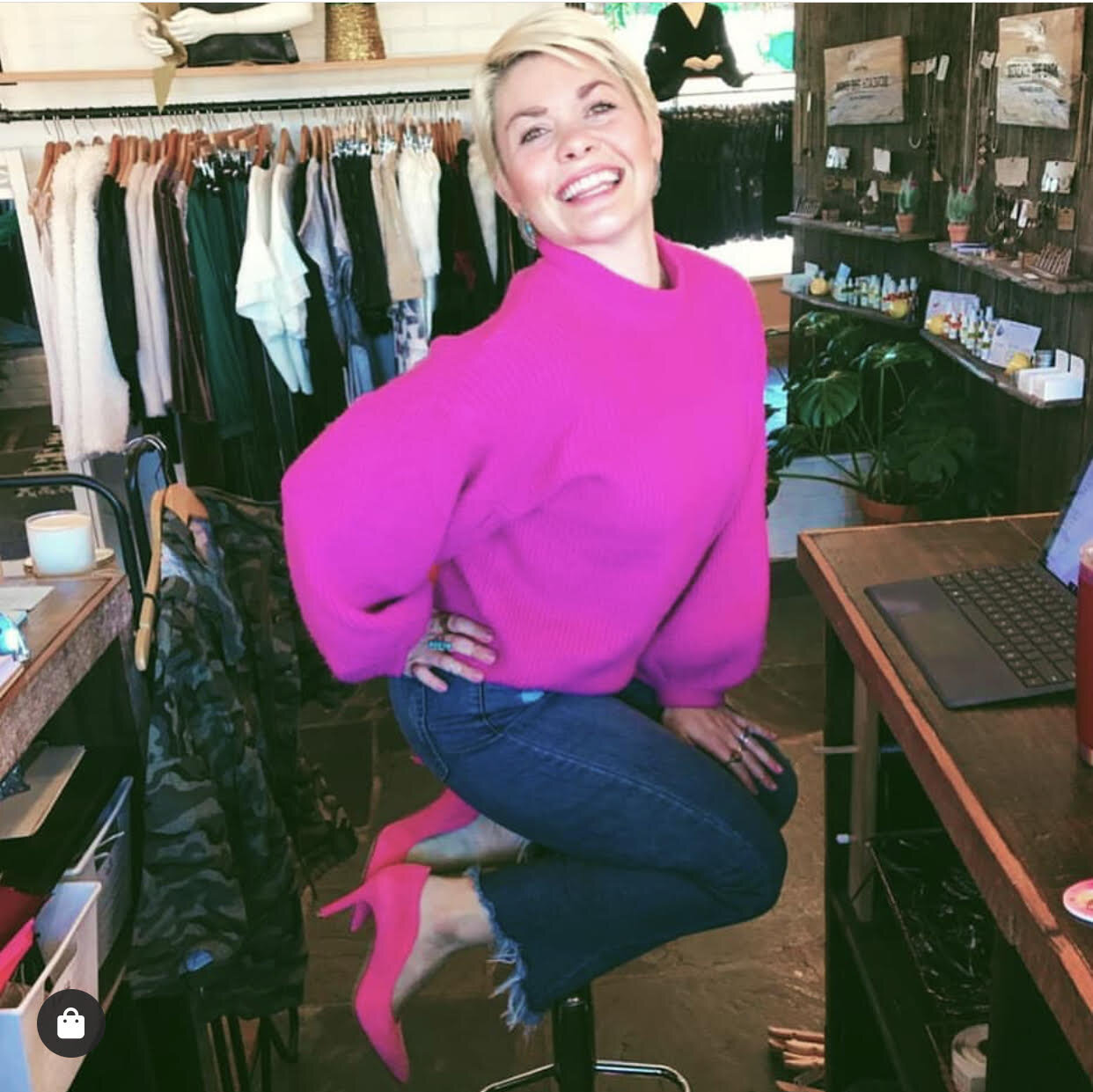 Picture of Abby wearing her favorite Steve Madden pumps that “add a little sass to any outfit.”