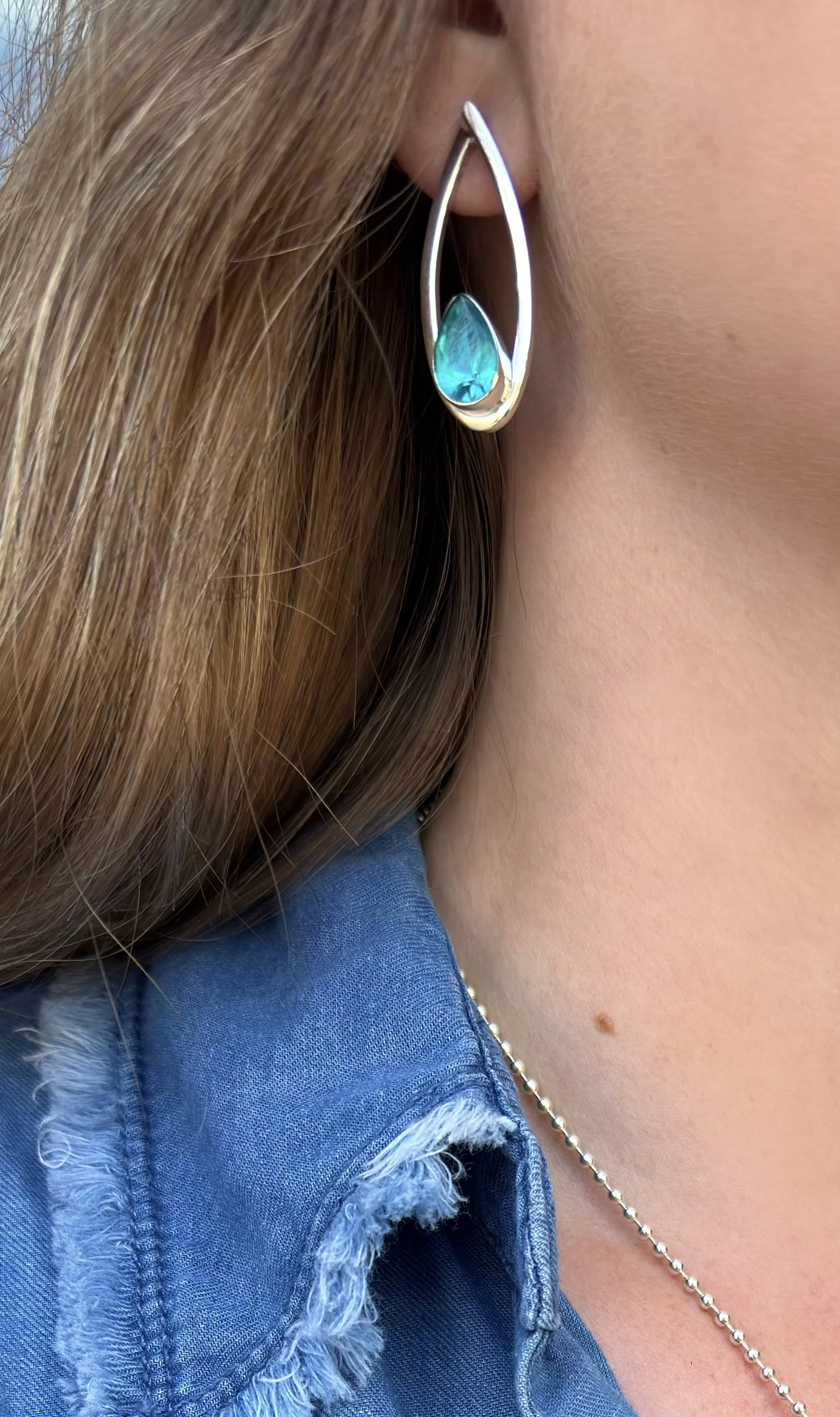 E64 Teal Topaz Earrings