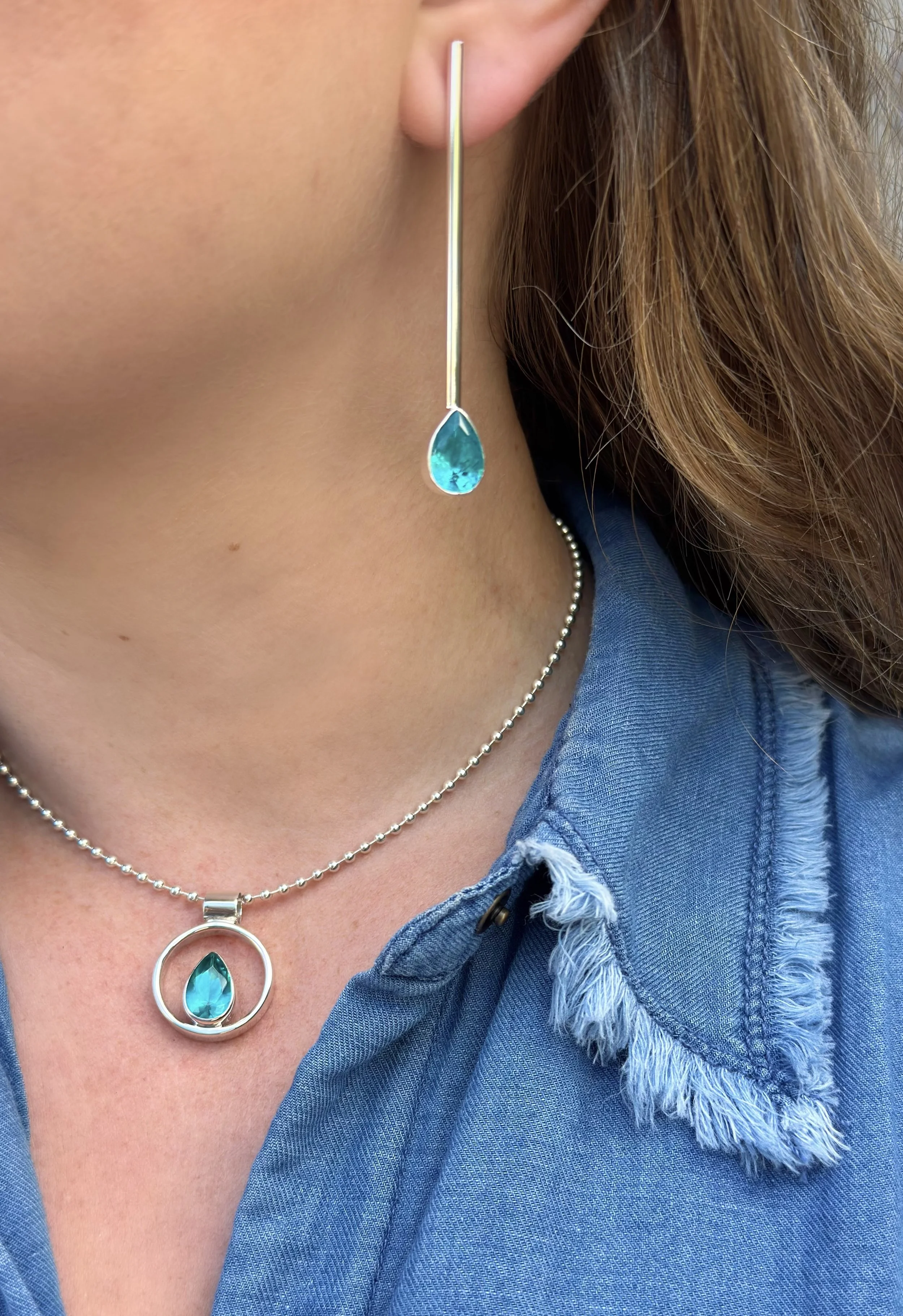 E91 Teal Topaz Earrings