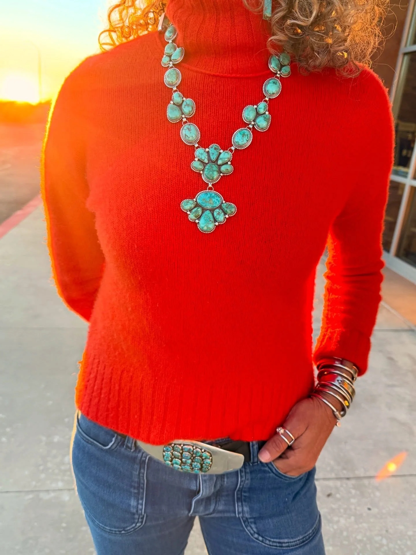 ✨ Golden hour + timeless craftsmanship. This stunning squash blossom necklace steals the spotlight with its bold beauty and heritage design.
Discover our collection of authentic, Native American handmade jewelry&mdash;each piece unique, meaningful, a