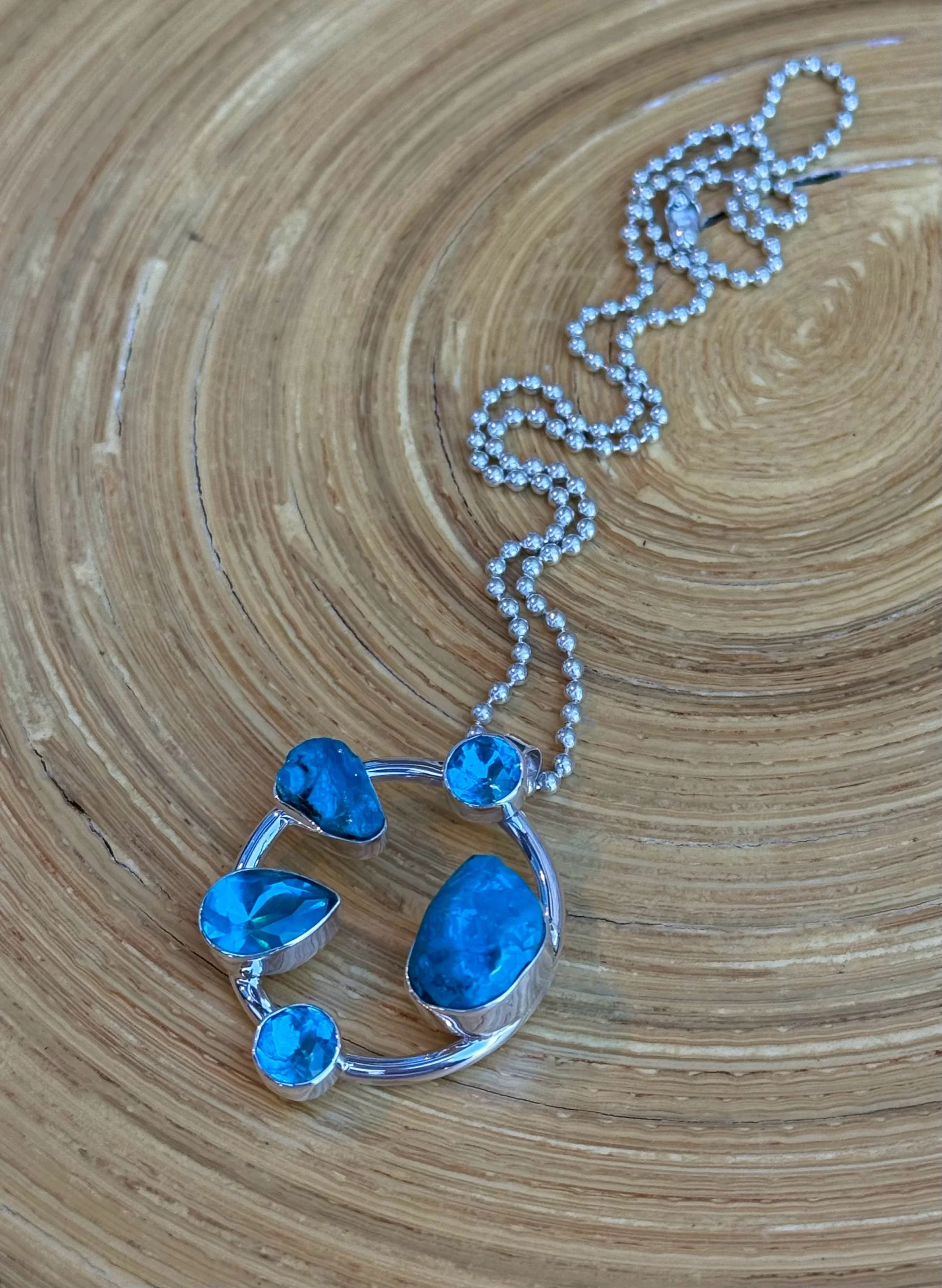 N65 Chilean Opal & Teal Topaz Necklace