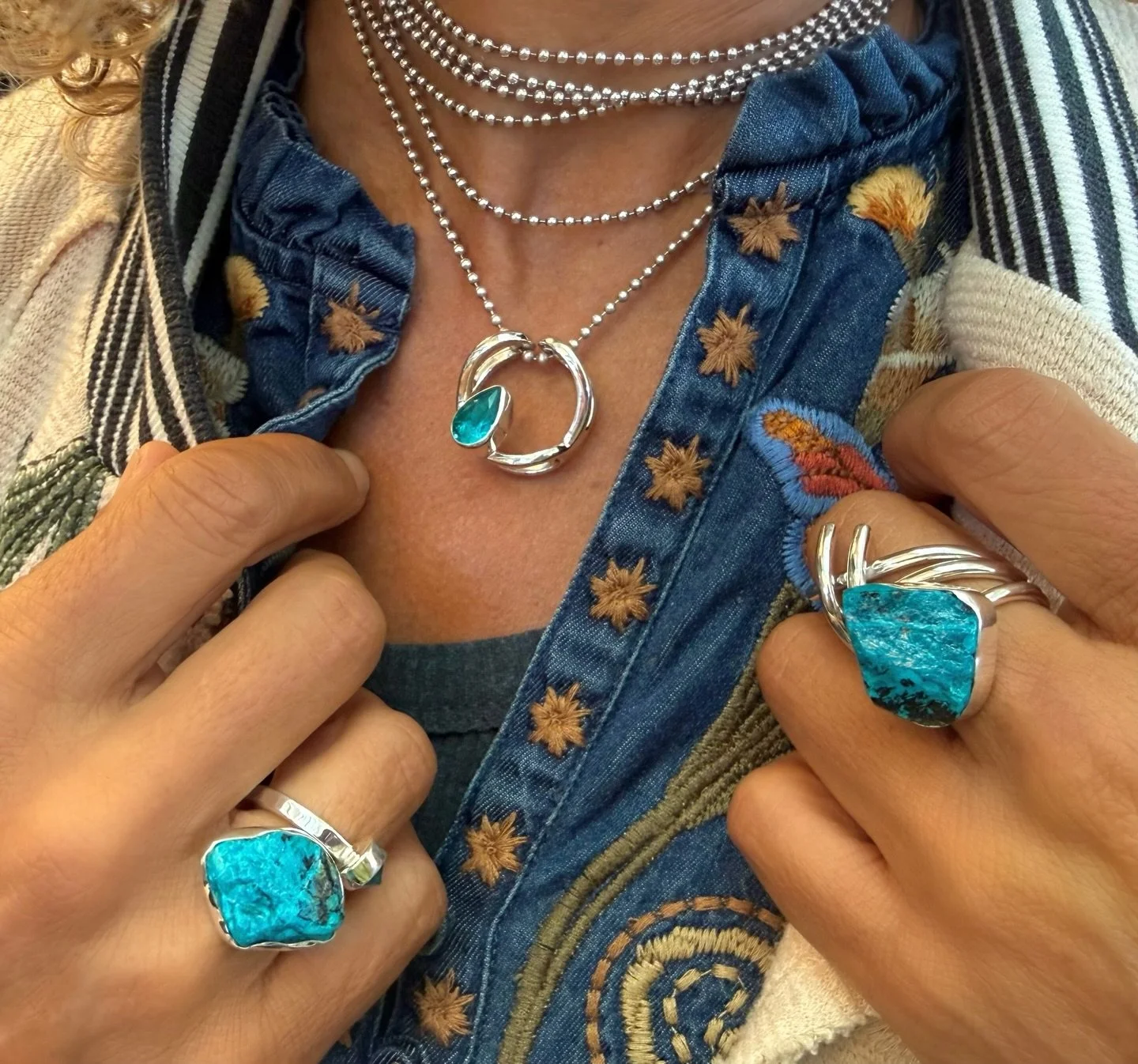Our stunning Chilean opal &amp; teal topaz collection brings the perfect pop of ocean blue to any outfit 🌊💙 See it in person at all locations or shop online at LILLYBARRACK.com ✨
