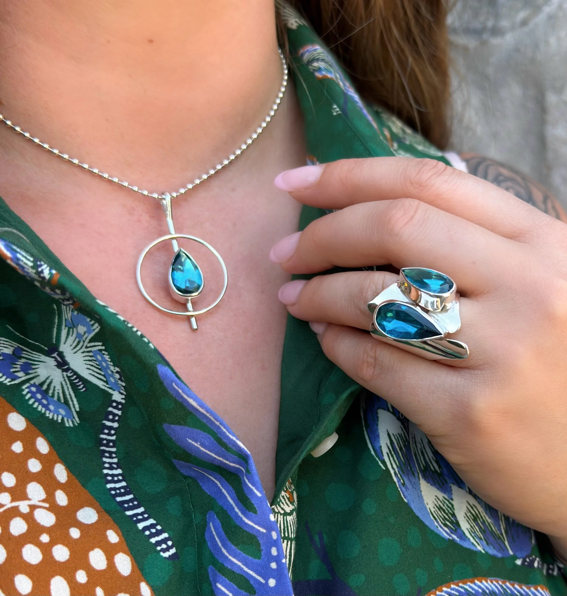 N100 Teal Topaz Necklace