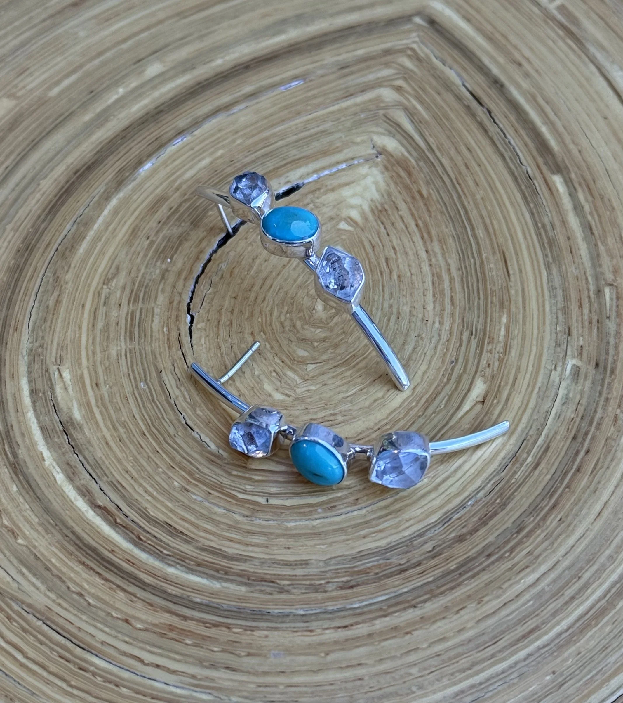E110 Herkimer Diamond & Turquoise Earrings