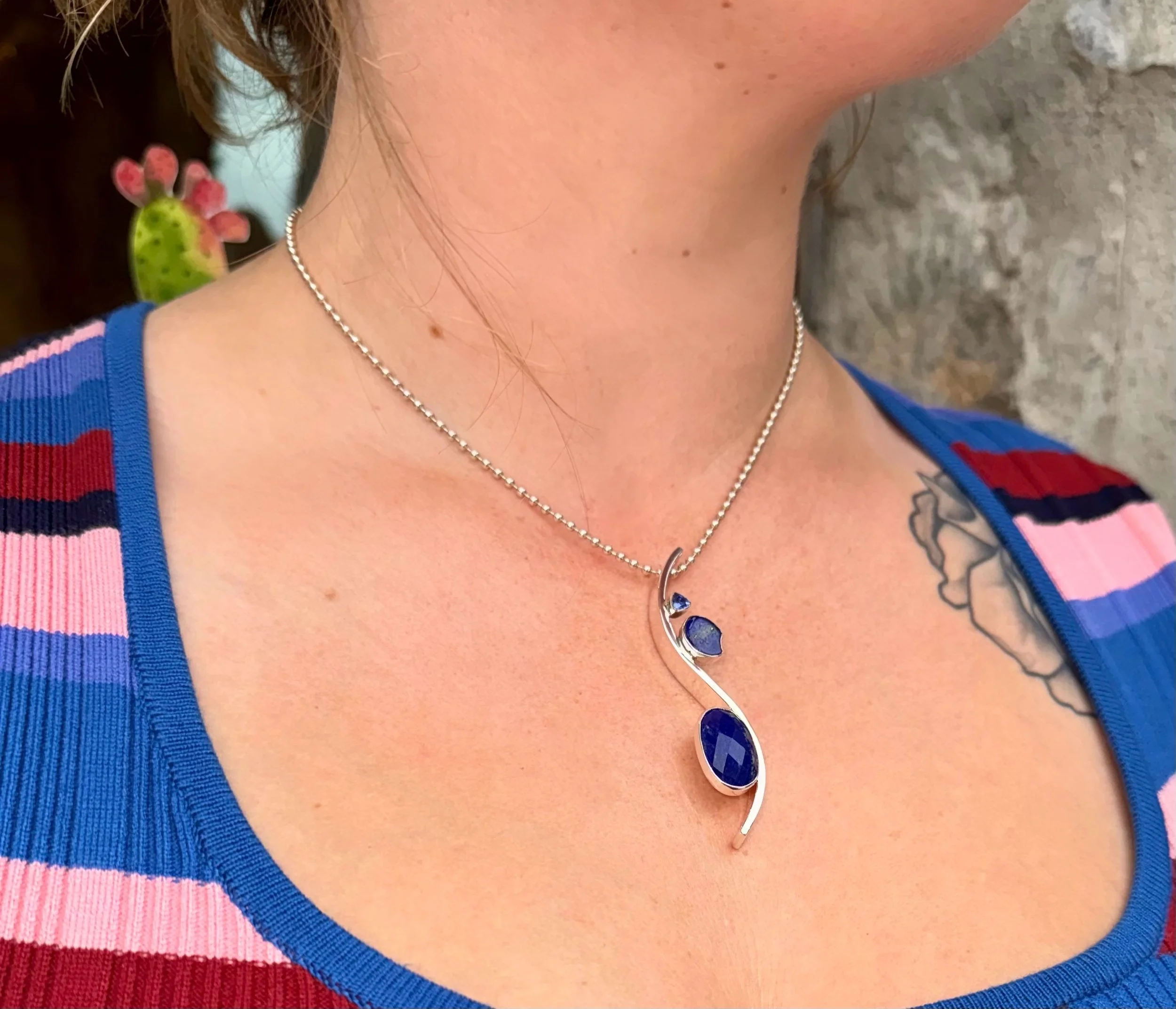 N53 Faceted Blue Lapis Necklace