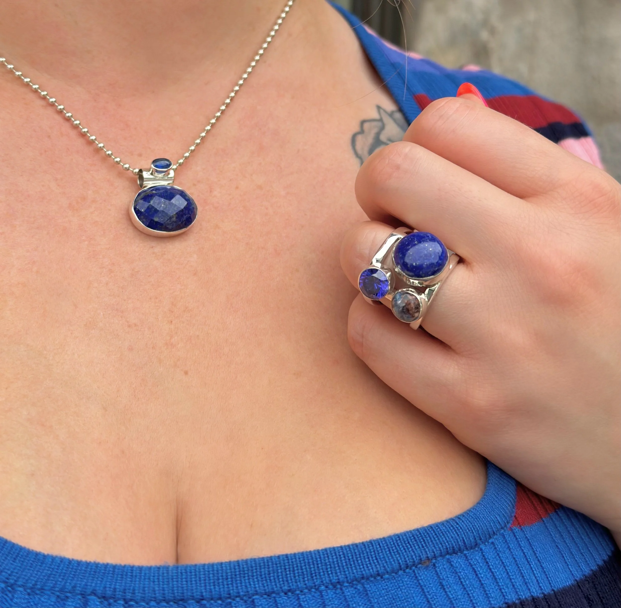 R189 Lapis & Tanzanite Ring