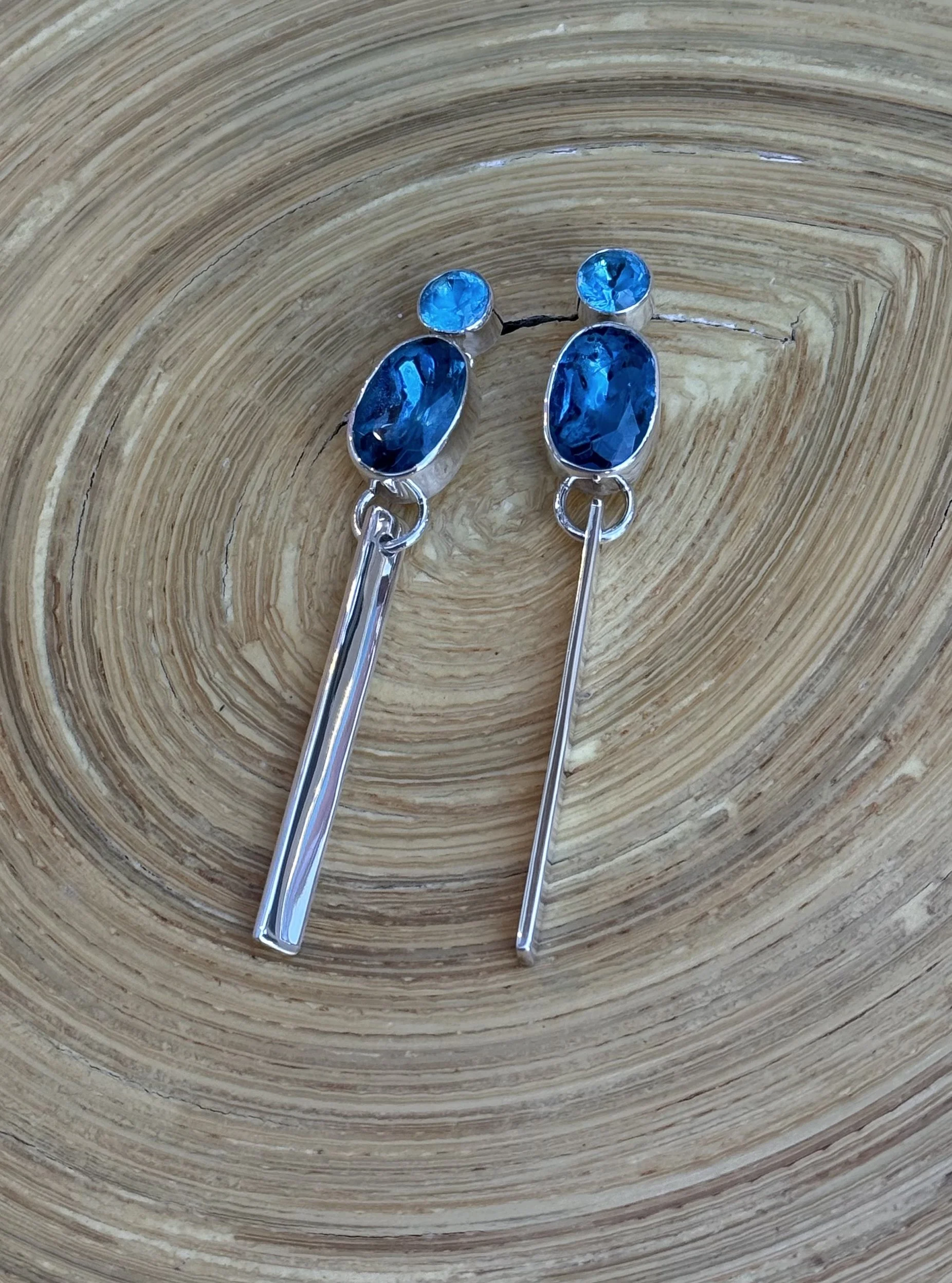 E131 Teal Topaz Earrings