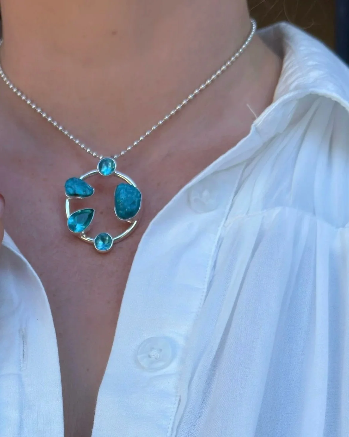 N65 Chilean Opal & Teal Topaz Necklace