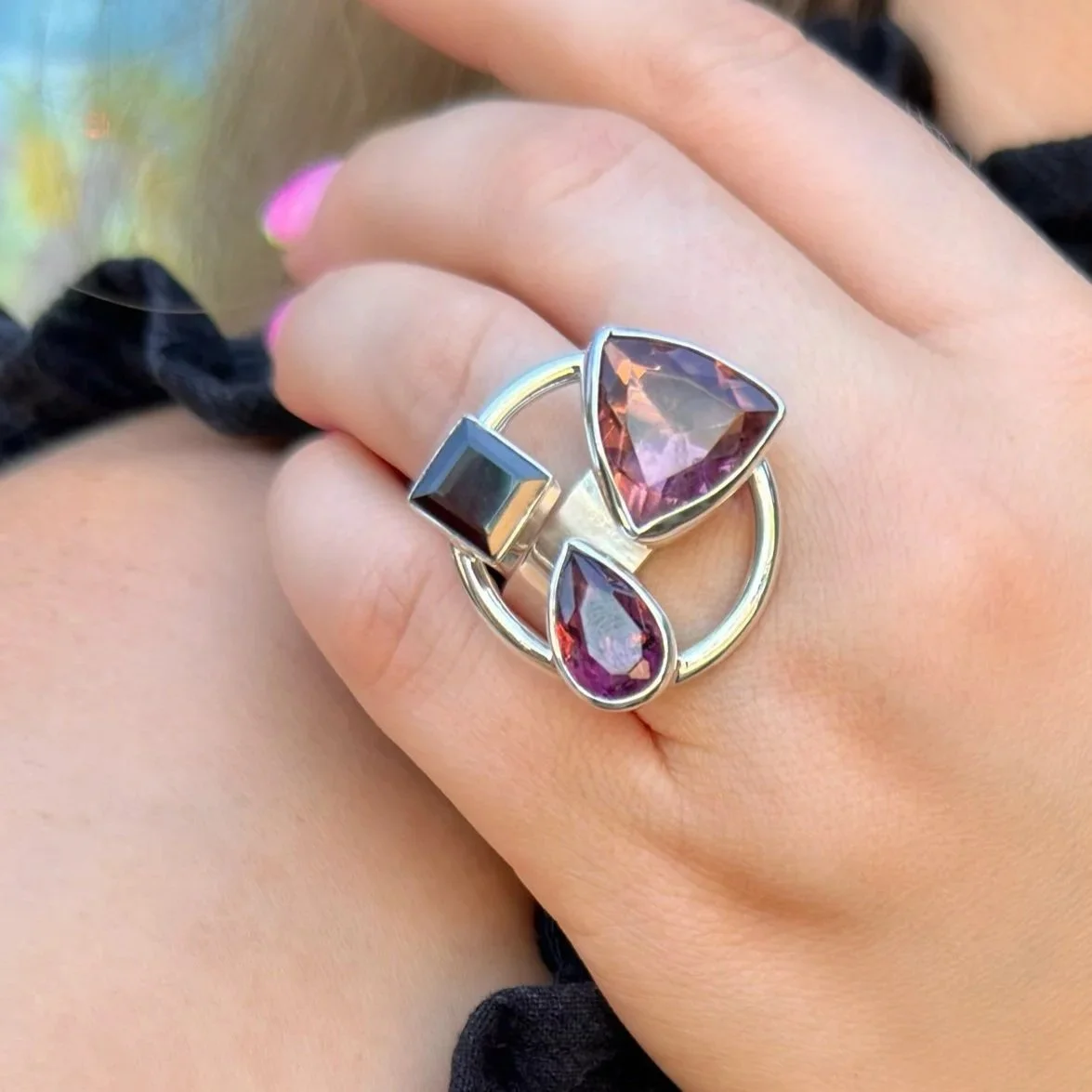 R164 Wine Morganite Statement Ring