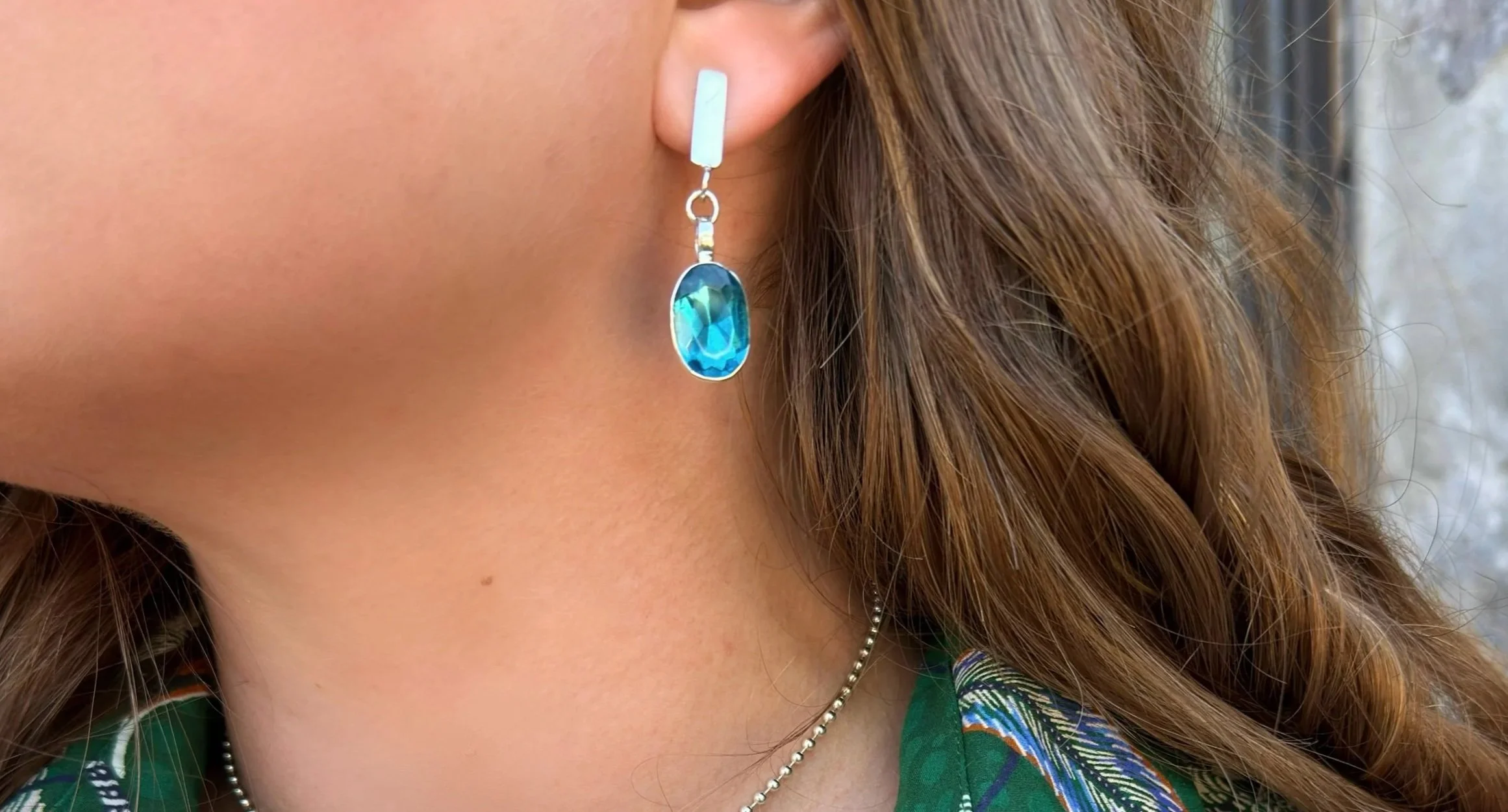 E160 Teal Topaz Earrings