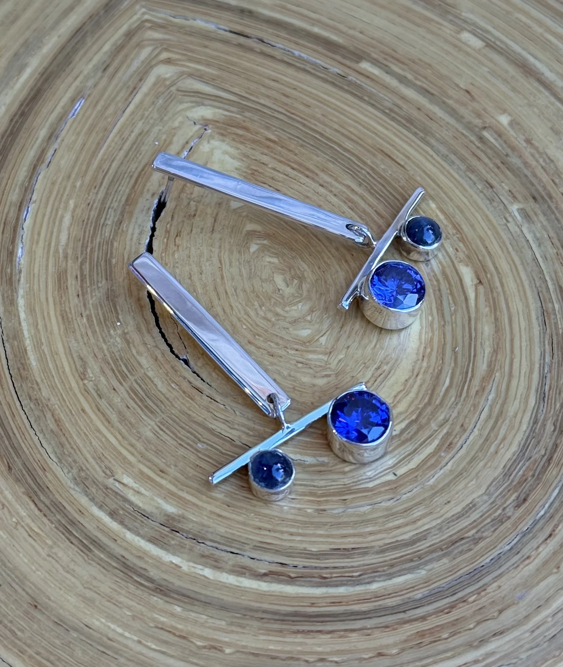 E145 Tanzanite & Sapphire Earrings