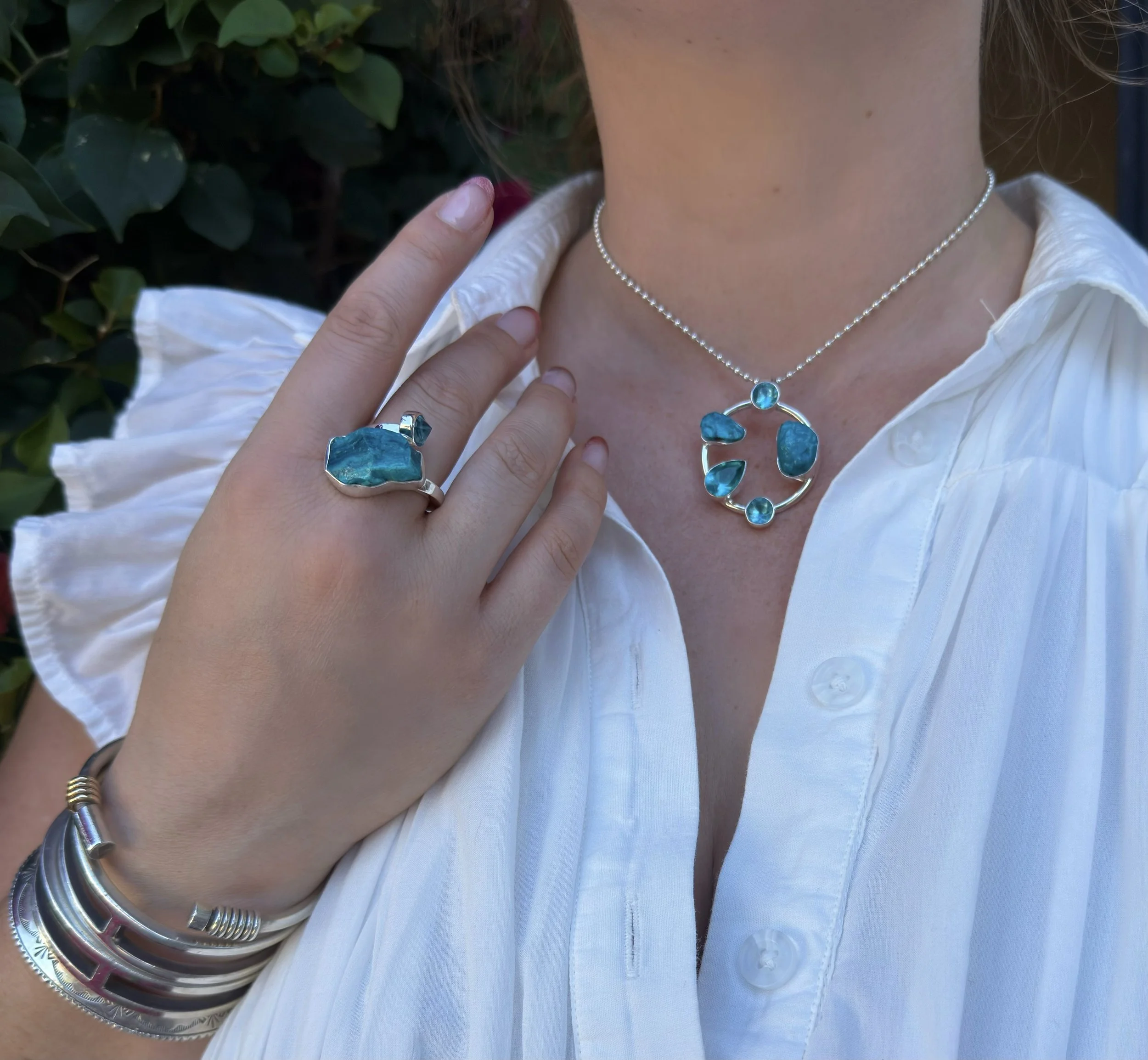 R11 Chilean Opal & Teal Topaz Ring