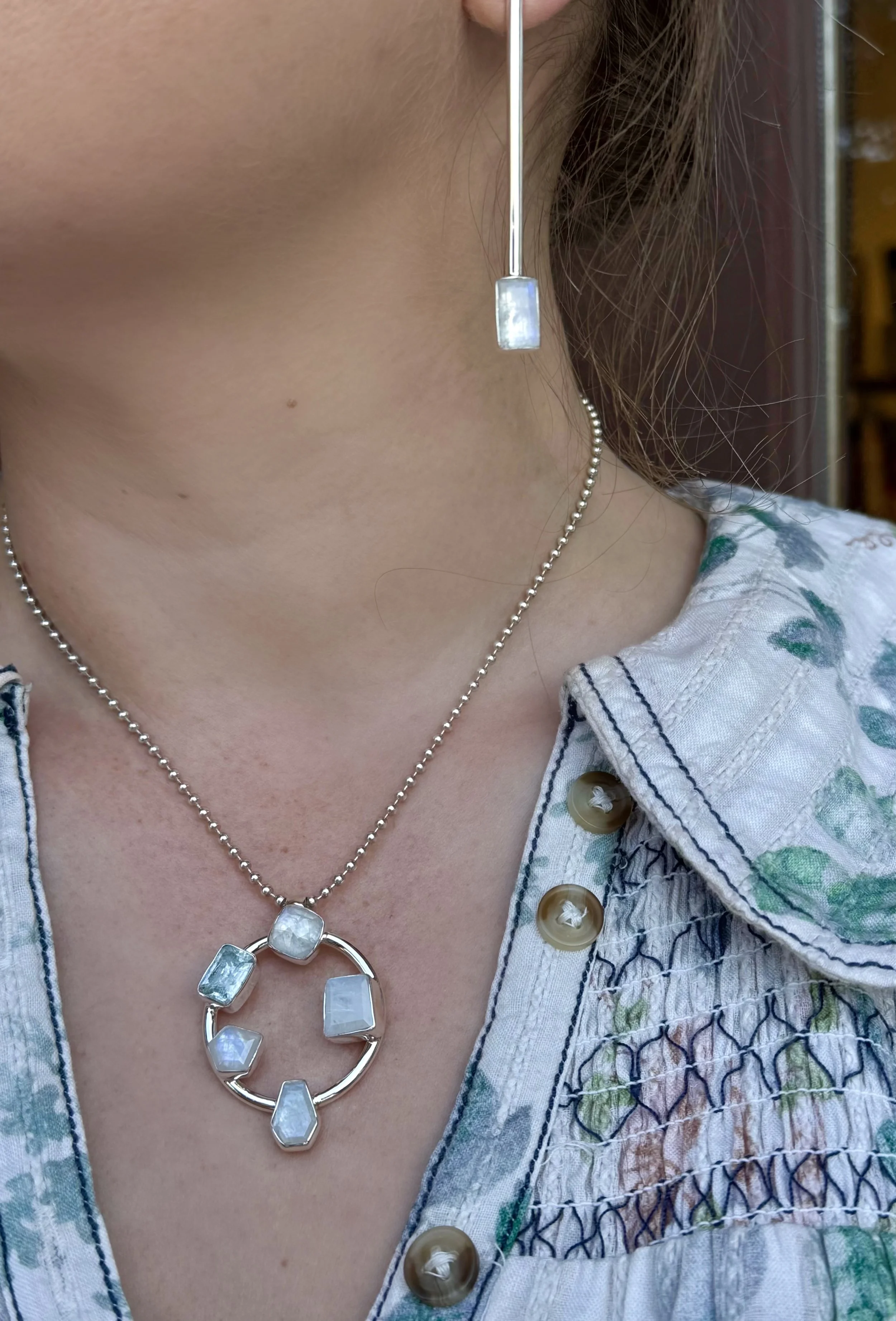 E91 Rainbow Moonstone Earrings