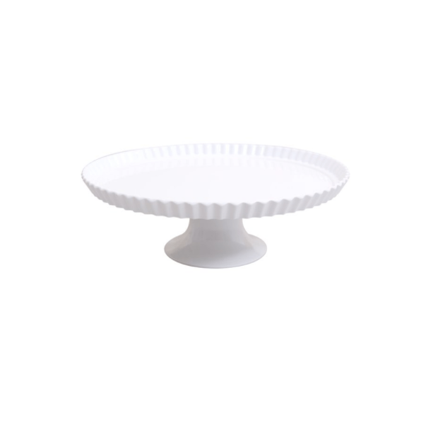 white ribbed cake stand