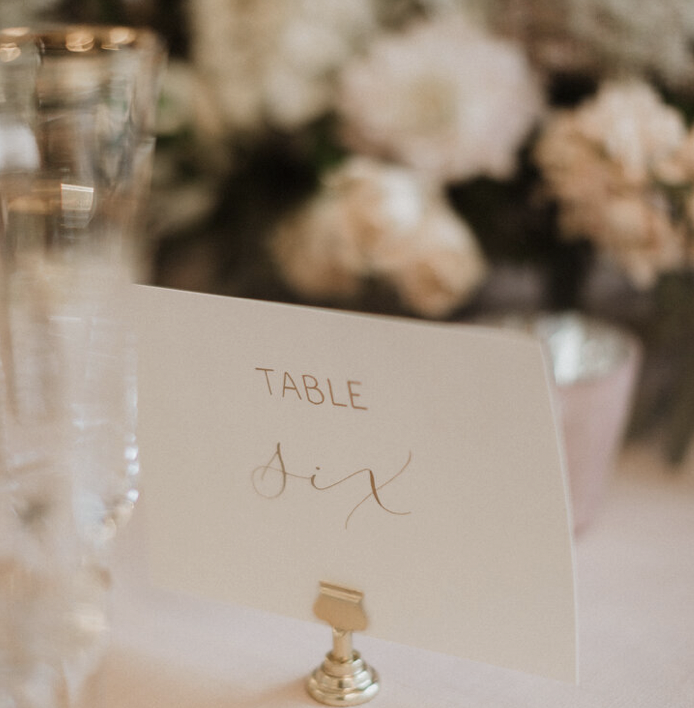 Blush Lettering Table Numbers