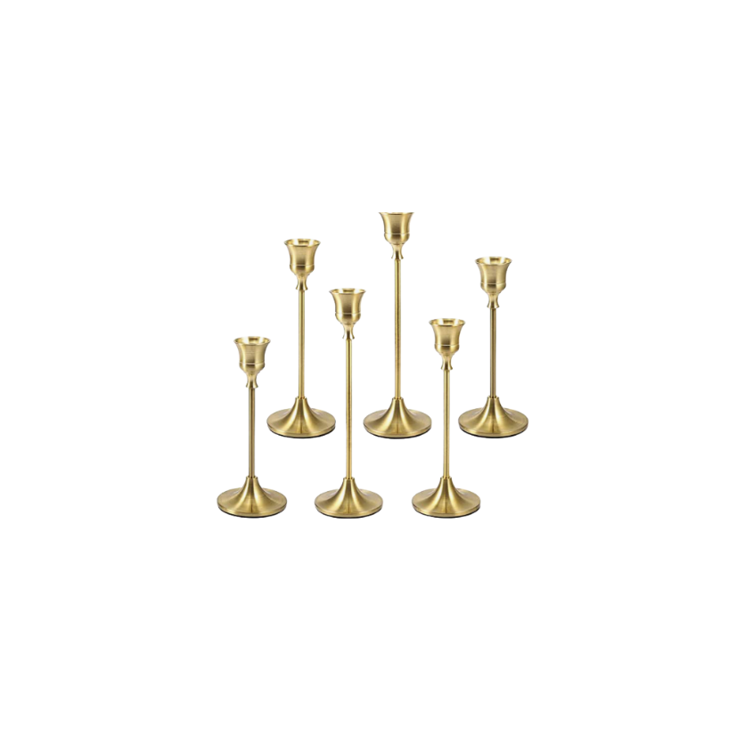 tapered gold candle holders