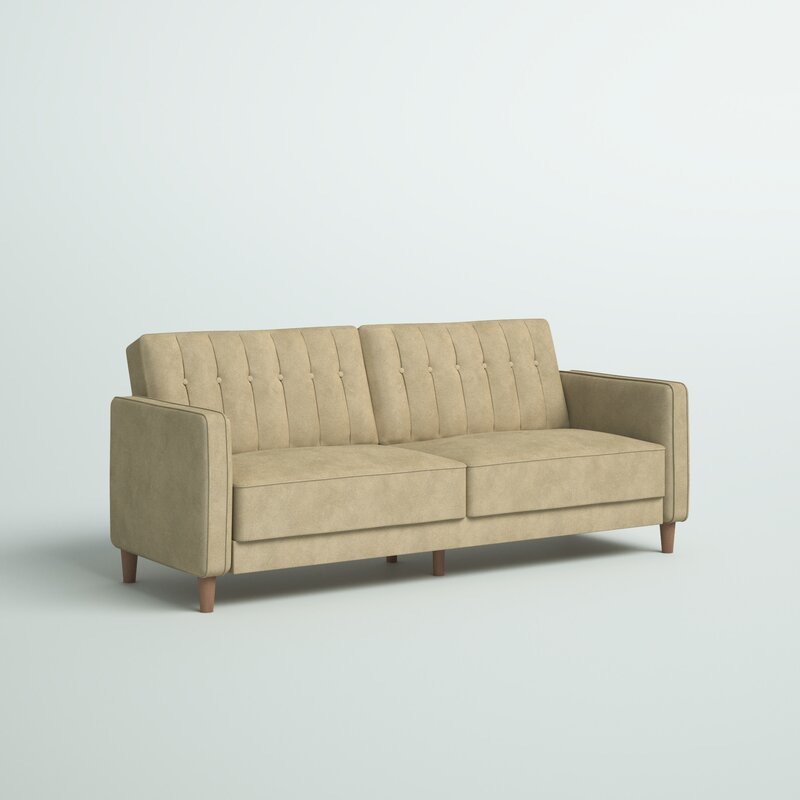 sandy | tan velvet couch 