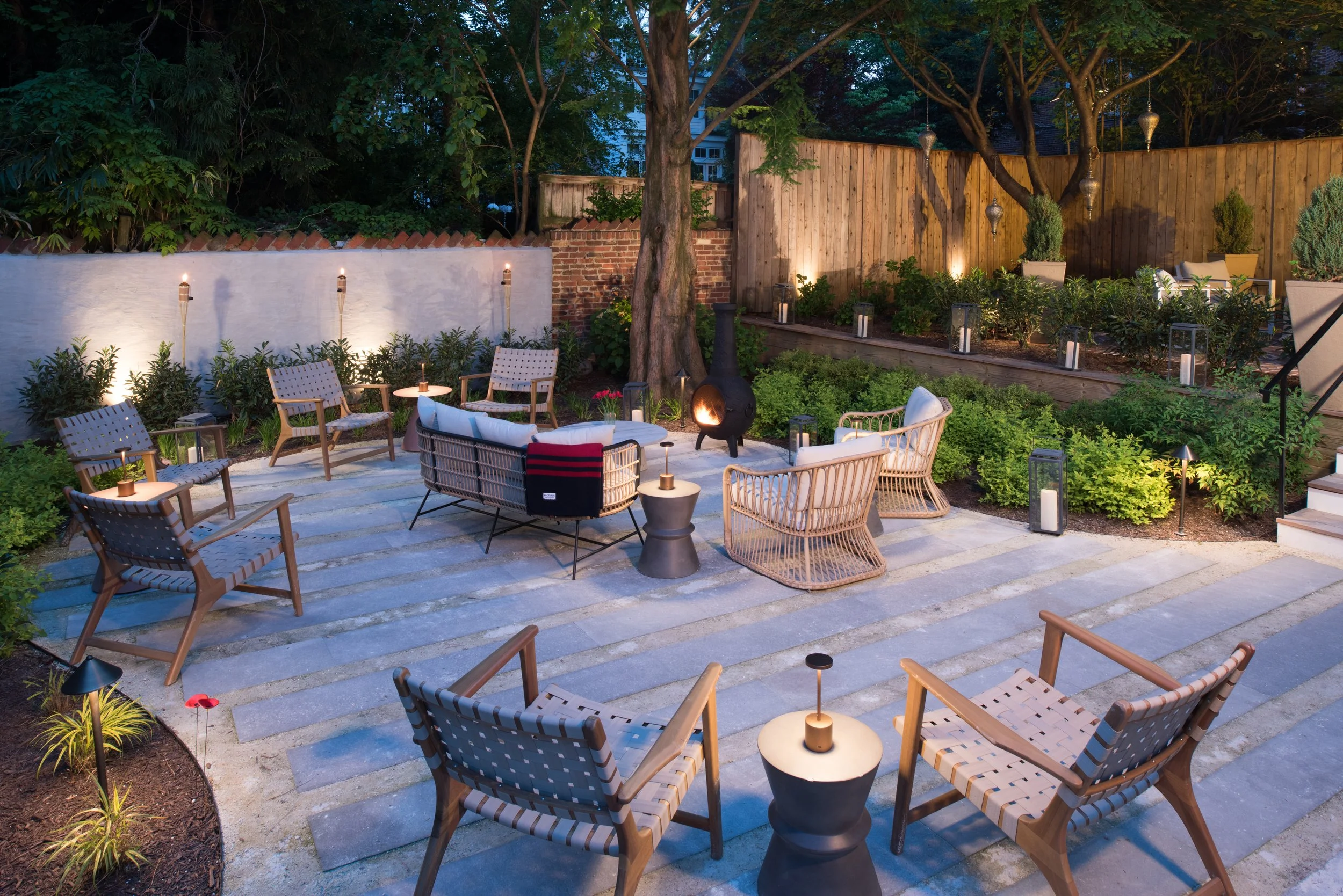 Outdoor dining spaces and entertaining spaces in Georgetown Washington DC