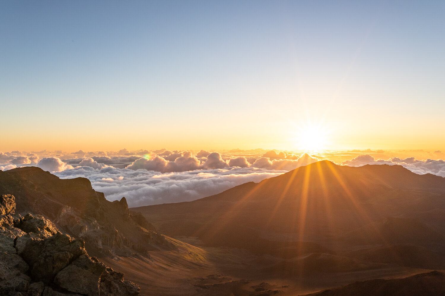 Haleakala crater at sunrise