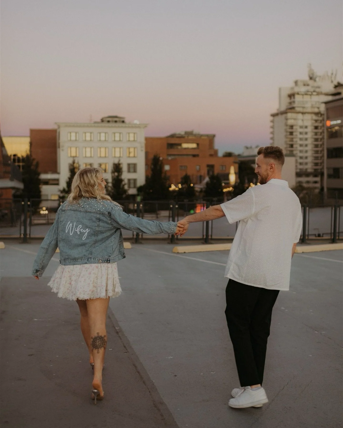 Rooftop sunsets and soft moments in downtown Victoria. These two get married in August, and I can&rsquo;t wait to capture it all!