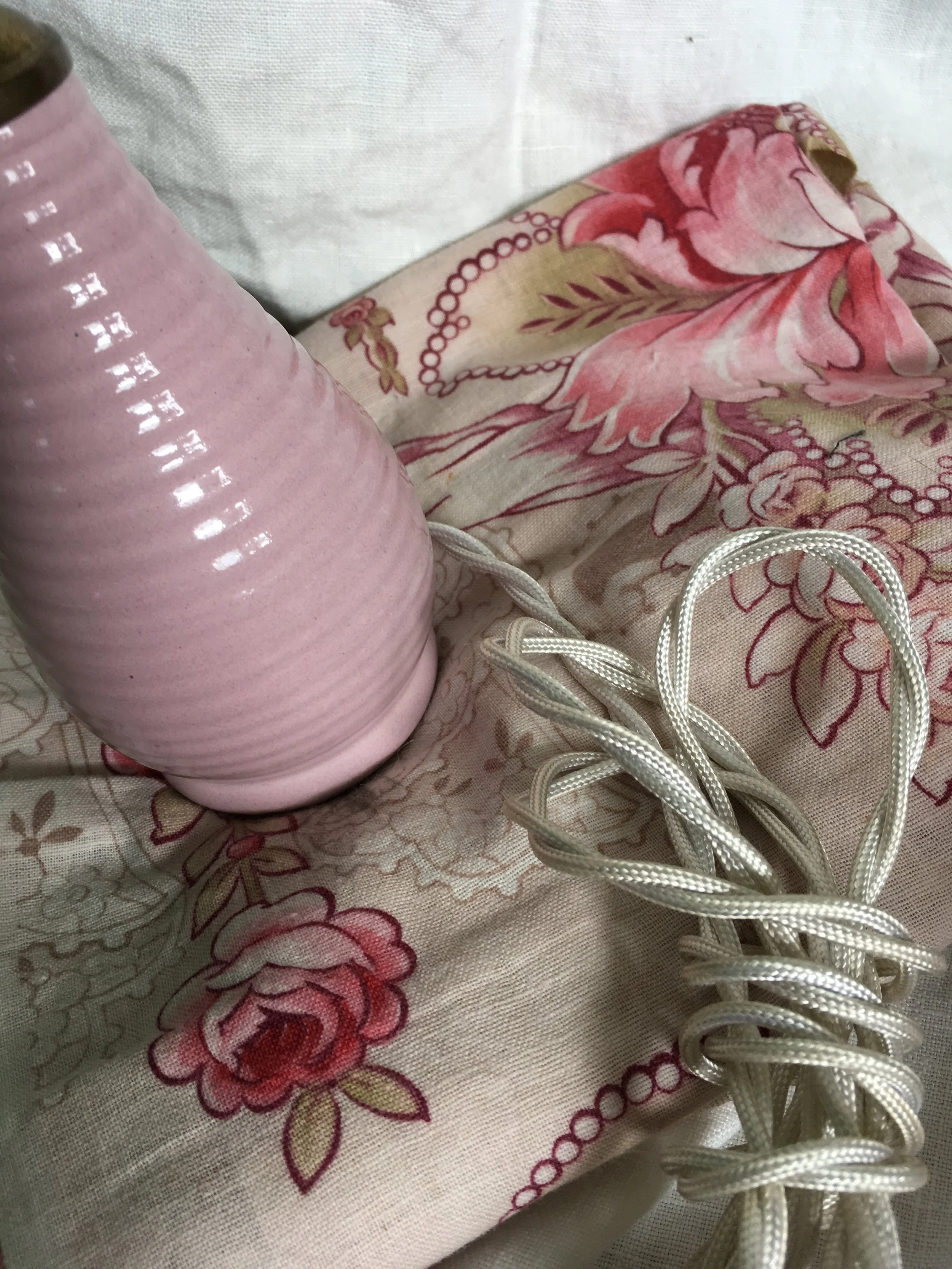 vintage french floral and danish accent lamp