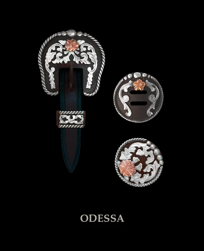 Set de 6 selles Hansen Western Gear Conchos plaqué argent fil
