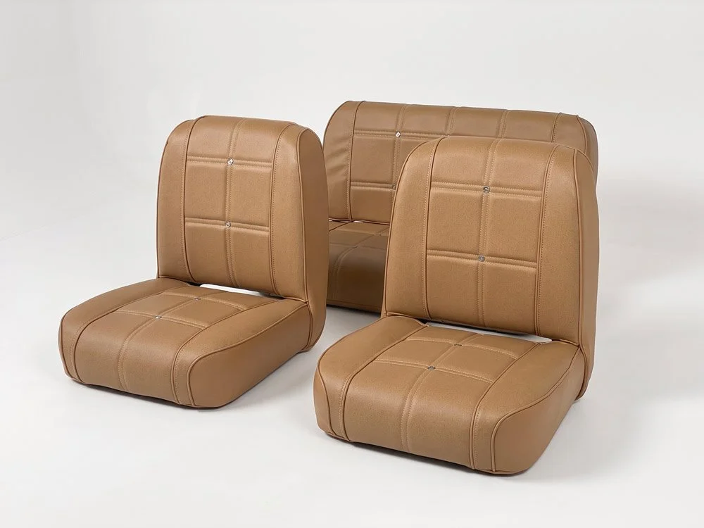 Jeep CJ Levi’s Seats – Remanufactured Blue, Tan, or Black with New Buttons