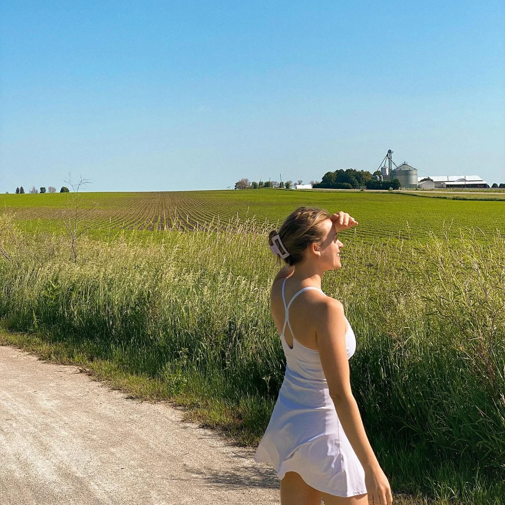 Last weekend we were in Iowa, on the farm, visiting family and went out for a walk on a trail. We were there for exercise so we were going to speed ahead while Grandpa walked slowly behind to watch for birds, but we ended up walking at his pace, slow