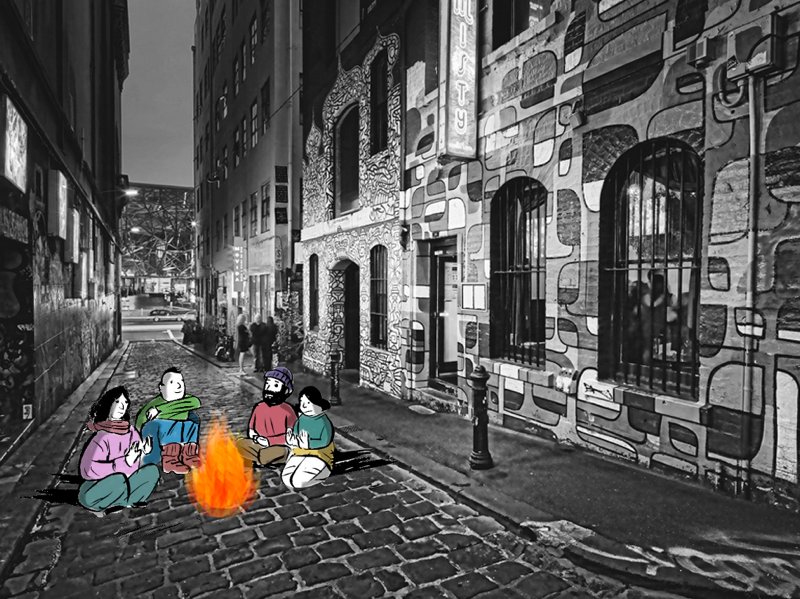 Early concept for 'Crowd-sourced Campfire'