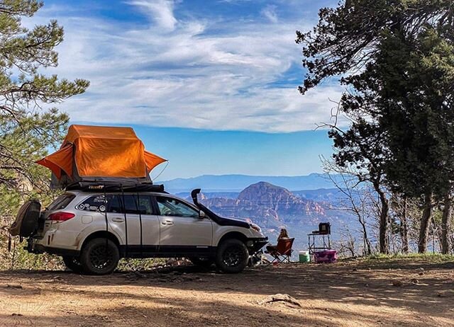 Sunday relaxation with the best view, enjoy every moment 🖖😎 @and_r0o discovering this outdoor overland location # overlanding #adventures #offroad #az #subaru #outback #camping #subaruoutback #rigidarmor #sparetirecarrier