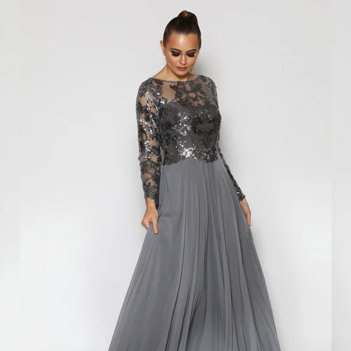 green emerald velvet dress Modest Long Sleeve Long Formal Dress with Beads Emerald / 18 main image 0