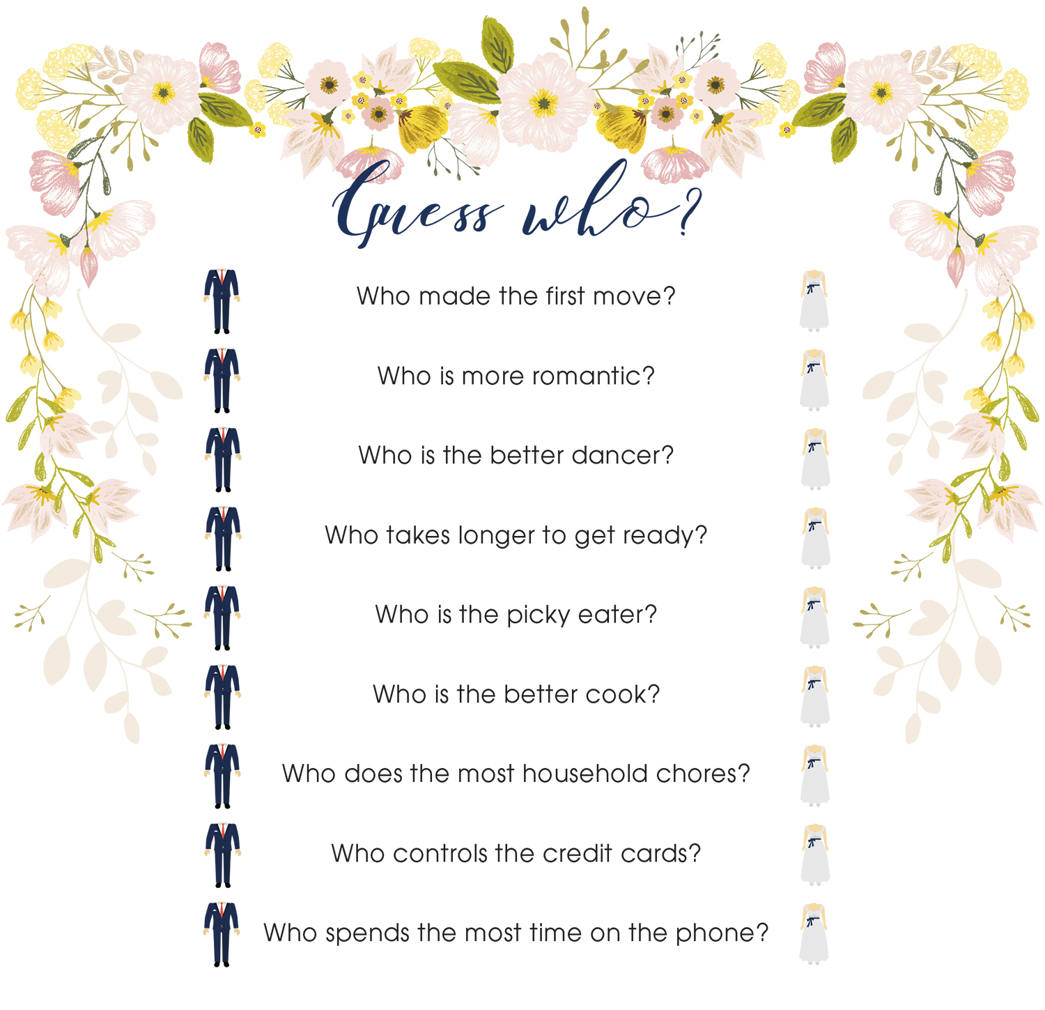 Guess Who Wedding Game — Bride & Groom Magazine - NZ's Number 1 Wedding ...