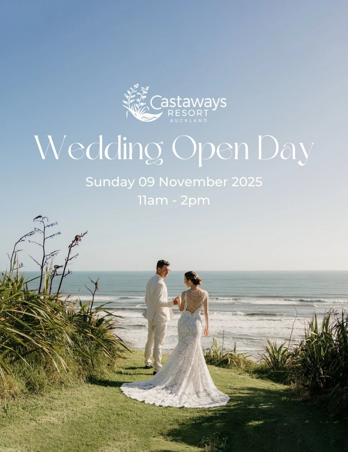 WEDDING OPEN DAY // Dreaming of a coastal &ldquo;I do&rdquo;? Don&rsquo;t miss @castawaysresort Wedding Open Day 🤍 Nestled high on the cliffs above Karioitahi Beach on the west coast of Auckland, Castaways is one of New Zealand&rsquo;s most breathta