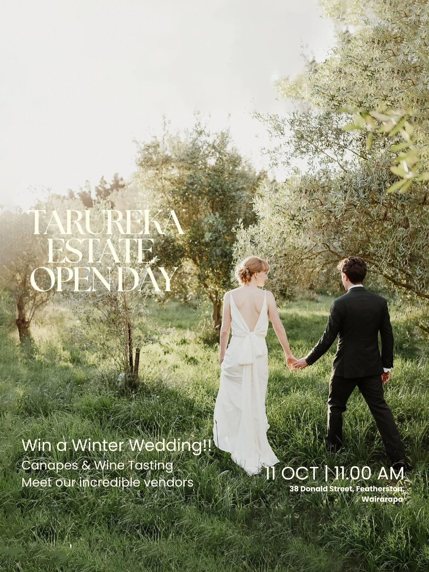 WEDDING OPEN DAY &amp; WIN YOUR VENUE // ✨ THIS Saturday - The countdown is on&hellip; ✨ One iconic venue. One unforgettable day.  @tarurekaestate Wedding Open Day is set to bring all the vibes, inspo and love 🥂 It&rsquo;s Free Entry, but you must b