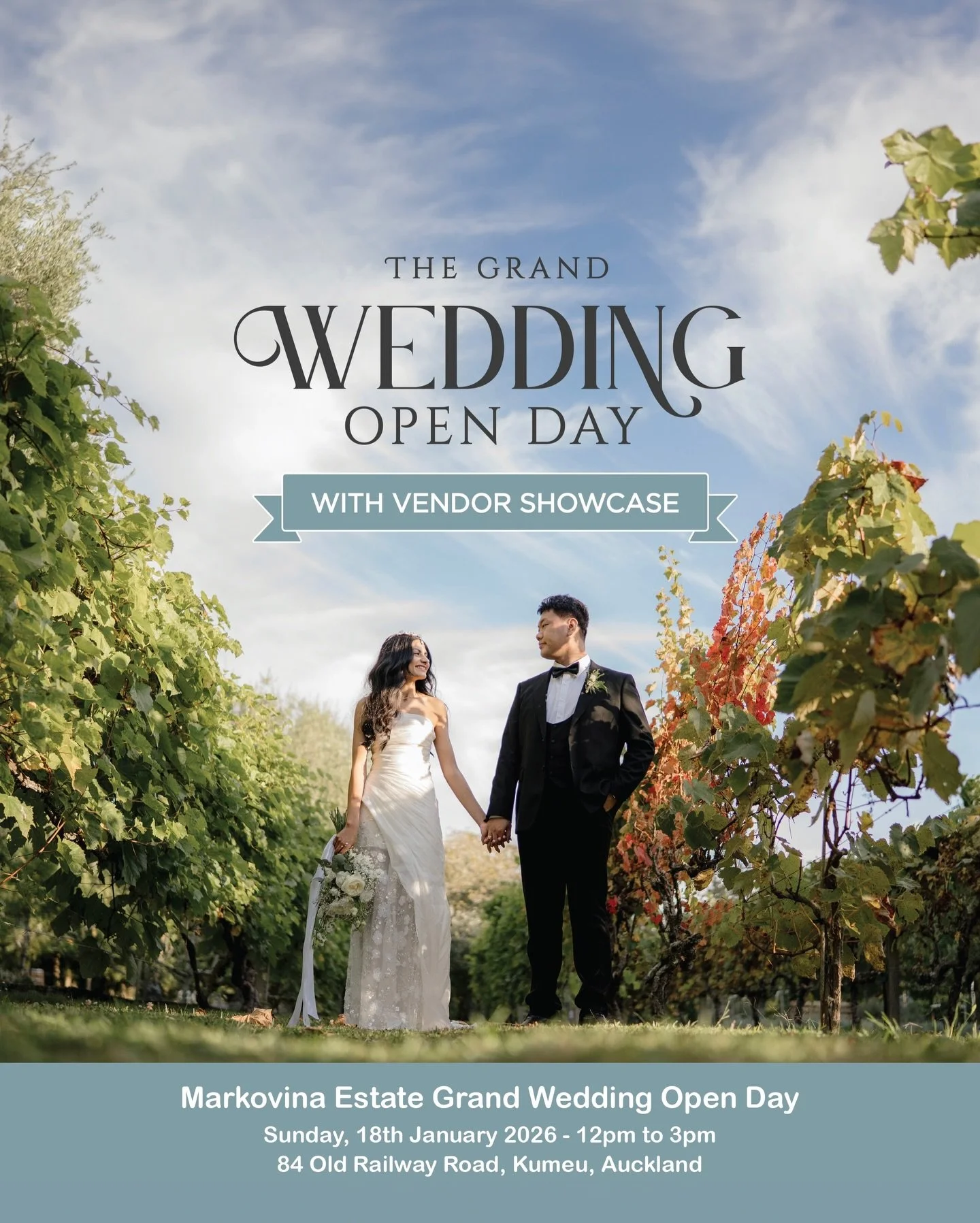 EVENT // WEDDING OPEN DAY &mdash; You&rsquo;re Invited! 💐𝙈𝙖𝙧𝙠𝙤𝙫𝙞𝙣𝙖 𝙀𝙨𝙩𝙖𝙩𝙚 𝙂𝙧𝙖𝙣𝙙 𝙒𝙚𝙙𝙙𝙞𝙣𝙜 𝙊𝙥𝙚𝙣 𝘿𝙖𝙮 - Sunday 18 January
Kick off 2026 by stepping into an iconic NZ Wedding Venue ✨
Join @markovina_vineyard_estate for th