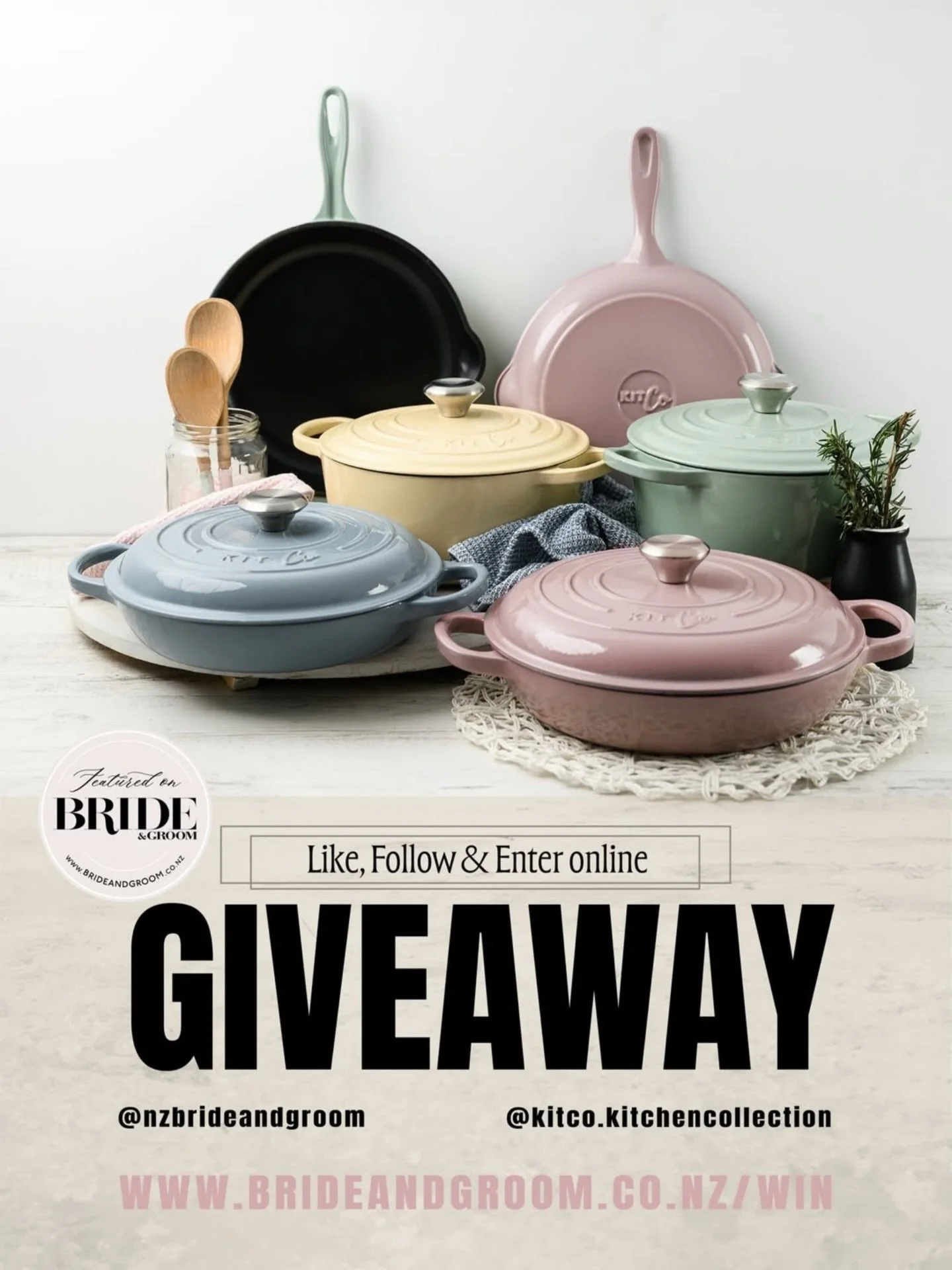 WIN // GIVEAWAY ALERT 🥘 Beautiful, practical, and built to last &mdash; @kitco.kitchencollection cast iron enamel cookware is everything a great wedding gift should be. Loved for its durability and exceptional heat retention, cast iron makes everyda
