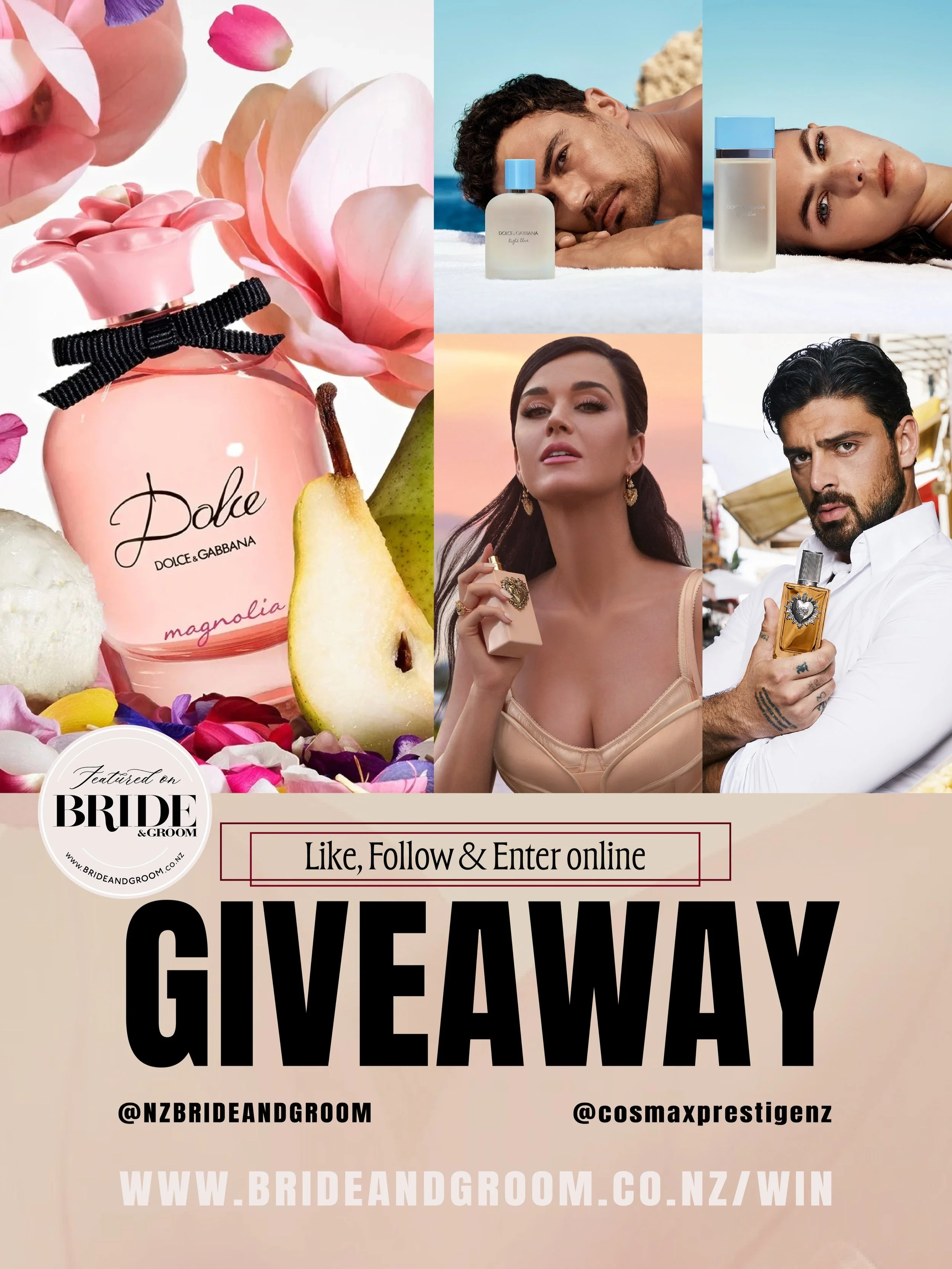 WIN // NEW GIVEAWAY ✨  Perfect for weddings, honeymoons, date nights and all your most memorable moments, luxury Dolce &amp; Gabbana fragrances are a must-have addition to your scent wardrobe. Thanks to @cosmaxprestigenz  we have a selection of beaut